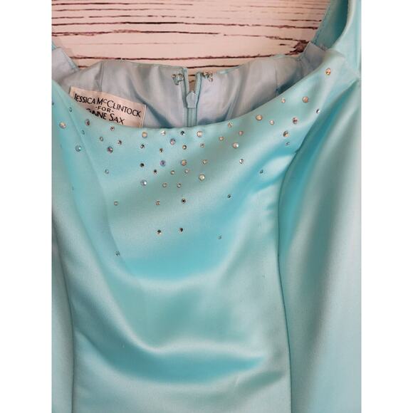 Gunne Sax Jessica McClintock Blue Beaded Evening Dress Women's Size 3/4 - Picture 7 of 16